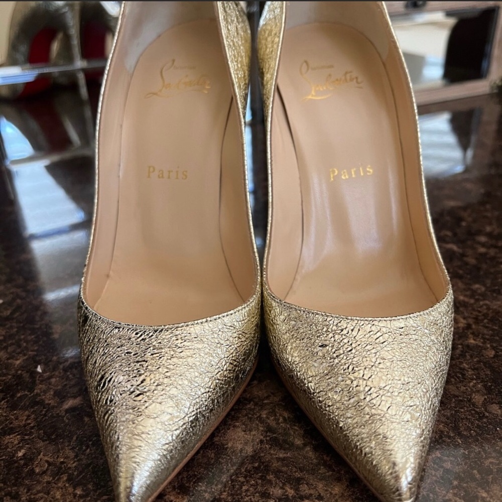 Rare gold skin Christian Louboutin 100mm pumps